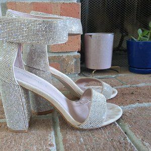 Jeffrey Campbell sparkling nude-and-silver high heeled sandal